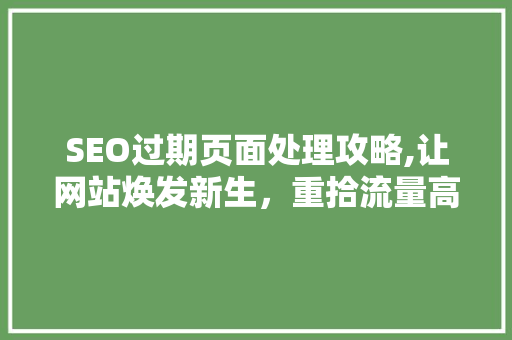 SEO过期页面处理攻略,让网站焕发新生，重拾流量高峰