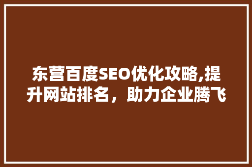 东营百度SEO优化攻略,提升网站排名，助力企业腾飞