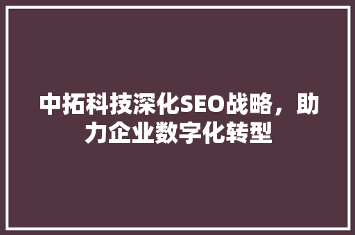 中拓科技深化SEO战略，助力企业数字化转型