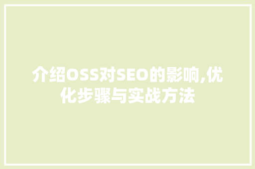介绍OSS对SEO的影响,优化步骤与实战方法