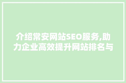 介绍常安网站SEO服务,助力企业高效提升网站排名与流量