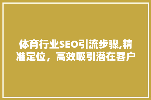 体育行业SEO引流步骤,精准定位，高效吸引潜在客户