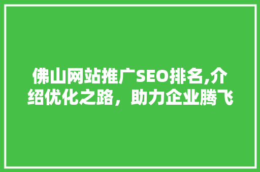 佛山网站推广SEO排名,介绍优化之路，助力企业腾飞