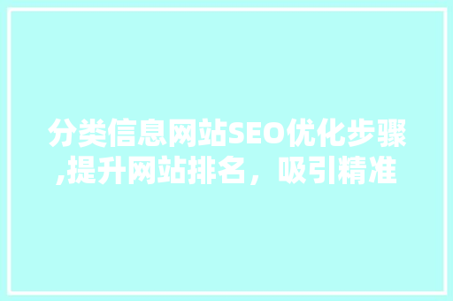 分类信息网站SEO优化步骤,提升网站排名，吸引精准流量