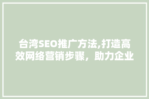 台湾SEO推广方法,打造高效网络营销步骤，助力企业腾飞