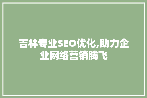 吉林专业SEO优化,助力企业网络营销腾飞