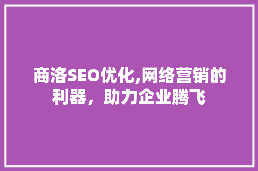 商洛SEO优化,网络营销的利器，助力企业腾飞