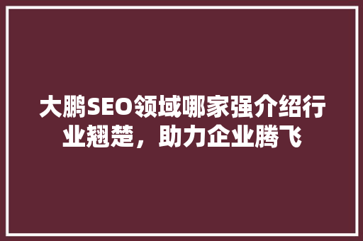 大鹏SEO领域哪家强介绍行业翘楚，助力企业腾飞