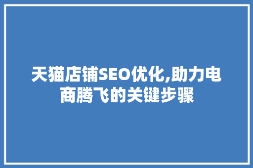 天猫店铺SEO优化,助力电商腾飞的关键步骤