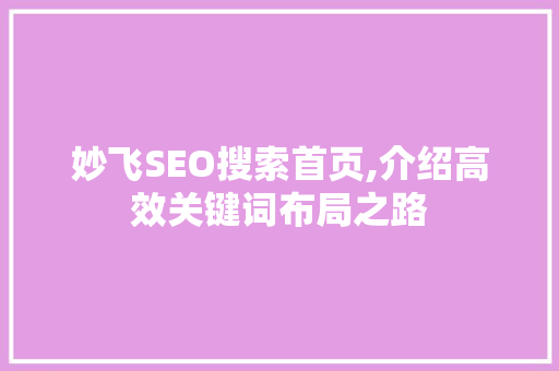 妙飞SEO搜索首页,介绍高效关键词布局之路