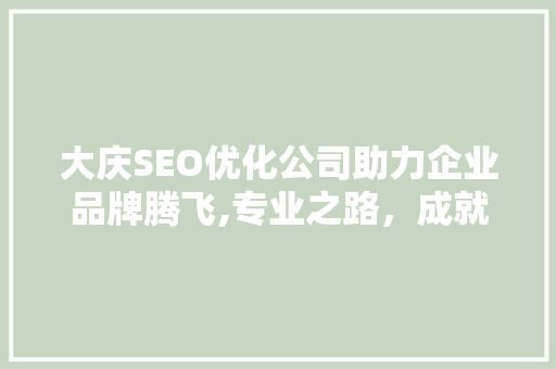 大庆SEO优化公司助力企业品牌腾飞,专业之路，成就卓越品质