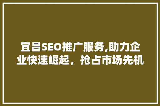 宜昌SEO推广服务,助力企业快速崛起，抢占市场先机