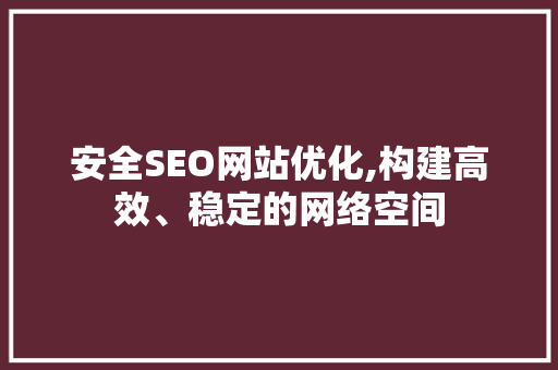安全SEO网站优化,构建高效、稳定的网络空间