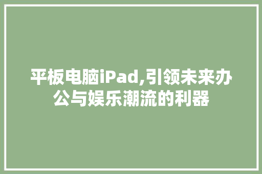 平板电脑iPad,引领未来办公与娱乐潮流的利器