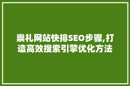 崇礼网站快排SEO步骤,打造高效搜索引擎优化方法