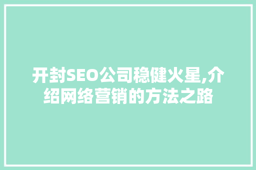 开封SEO公司稳健火星,介绍网络营销的方法之路