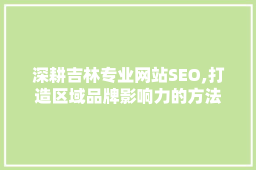 深耕吉林专业网站SEO,打造区域品牌影响力的方法