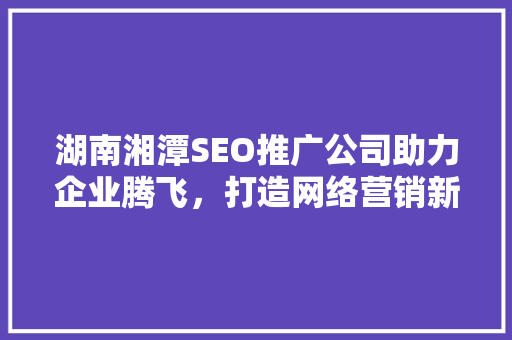 湖南湘潭SEO推广公司助力企业腾飞，打造网络营销新格局