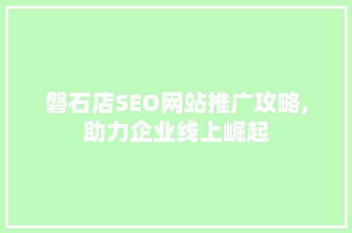 磐石店SEO网站推广攻略,助力企业线上崛起