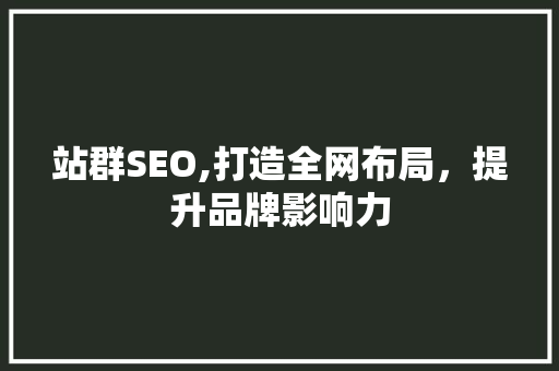 站群SEO,打造全网布局，提升品牌影响力