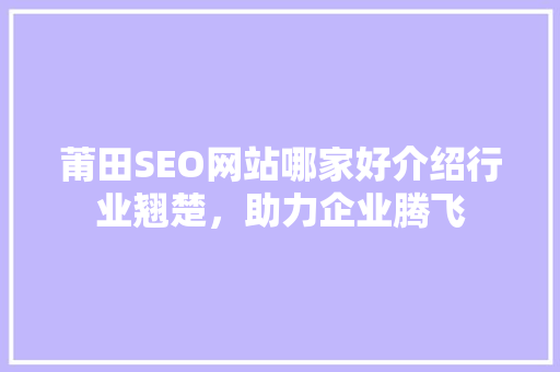 莆田SEO网站哪家好介绍行业翘楚，助力企业腾飞