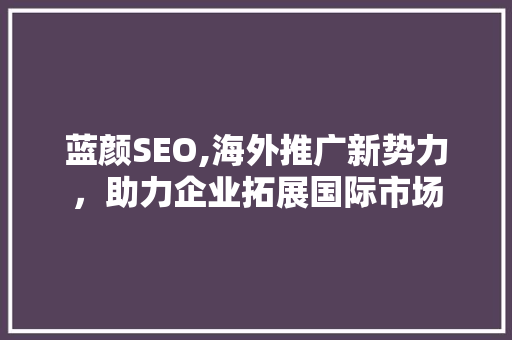 蓝颜SEO,海外推广新势力，助力企业拓展国际市场