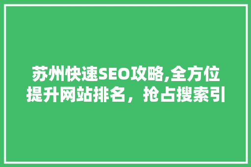 苏州快速SEO攻略,全方位提升网站排名，抢占搜索引擎高地