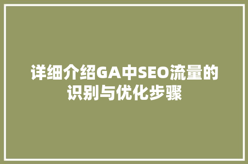详细介绍GA中SEO流量的识别与优化步骤