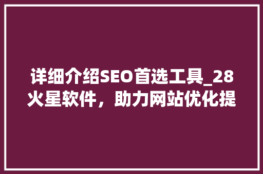 详细介绍SEO首选工具_28火星软件，助力网站优化提升排名