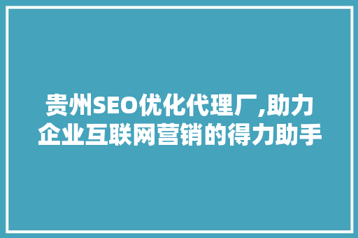 贵州SEO优化代理厂,助力企业互联网营销的得力助手