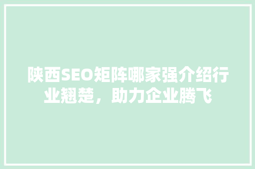 陕西SEO矩阵哪家强介绍行业翘楚，助力企业腾飞