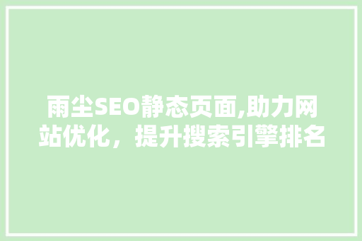 雨尘SEO静态页面,助力网站优化，提升搜索引擎排名