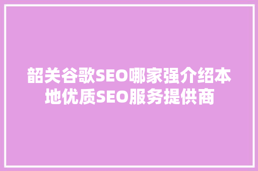 韶关谷歌SEO哪家强介绍本地优质SEO服务提供商
