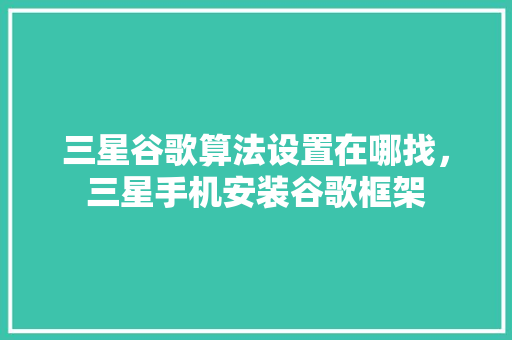 三星谷歌算法设置在哪找，三星手机安装谷歌框架