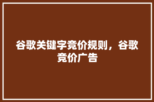 谷歌关键字竞价规则，谷歌竞价广告