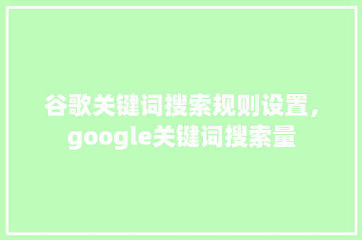 谷歌关键词搜索规则设置，google关键词搜索量