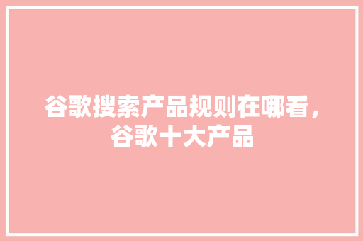 谷歌搜索产品规则在哪看，谷歌十大产品