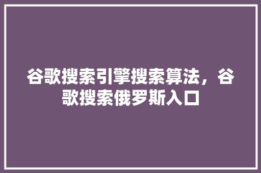 谷歌搜索引擎搜索算法，谷歌搜索俄罗斯入口