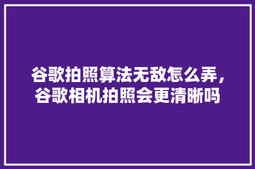 谷歌拍照算法无敌怎么弄，谷歌相机拍照会更清晰吗