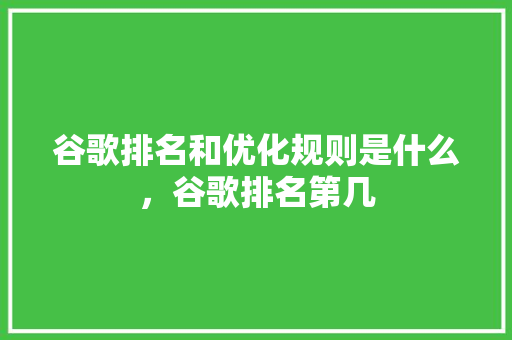 谷歌排名和优化规则是什么，谷歌排名第几