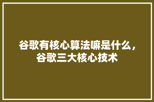 谷歌有核心算法嘛是什么，谷歌三大核心技术