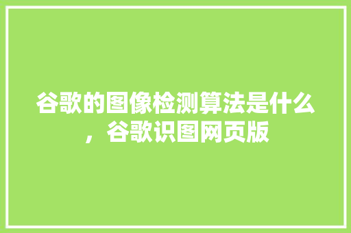 谷歌的图像检测算法是什么，谷歌识图网页版