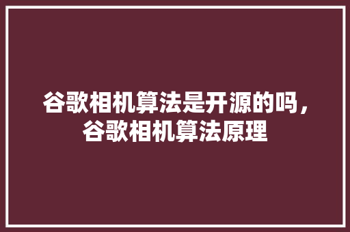 谷歌相机算法是开源的吗，谷歌相机算法原理
