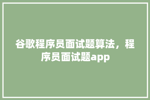 谷歌程序员面试题算法，程序员面试题app