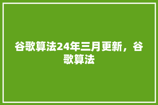 谷歌算法24年三月更新，谷歌算法