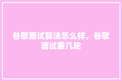 谷歌面试算法怎么样，谷歌面试要几轮