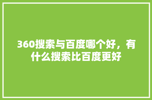 360搜索与百度哪个好，有什么搜索比百度更好