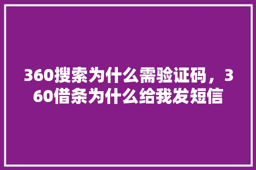 360搜索为什么需验证码，360借条为什么给我发短信