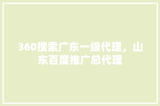 360搜索广东一级代理，山东百度推广总代理