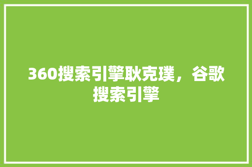 360搜索引擎耿克璞，谷歌搜索引擎